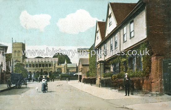Old Manor House and St Maragaret's Church, Ipswich, Suffolk. c.1907